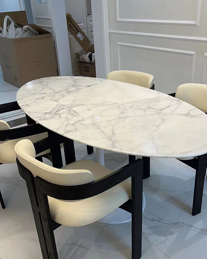 Banico Statuario Venato Marble Tulip Oval Dining Table 3
