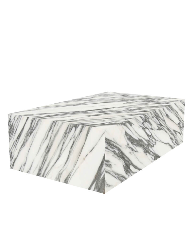 Arabescato Marble Rectangle Plinth Coffee Table 3