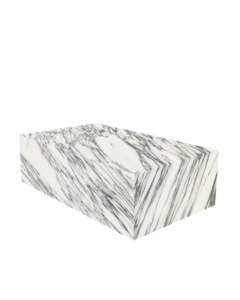 Arabescato Marble Rectangle Plinth Coffee Table 4