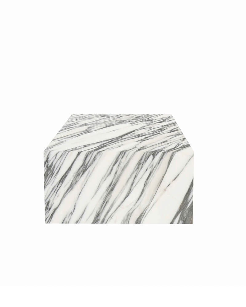 Arabescato Marble Rectangle Plinth Coffee Table 5
