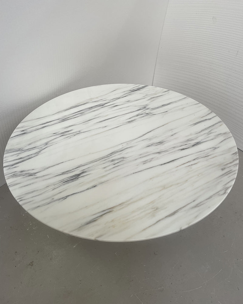 Arabescato Marble Round Coffee Table Cylinder Base 4