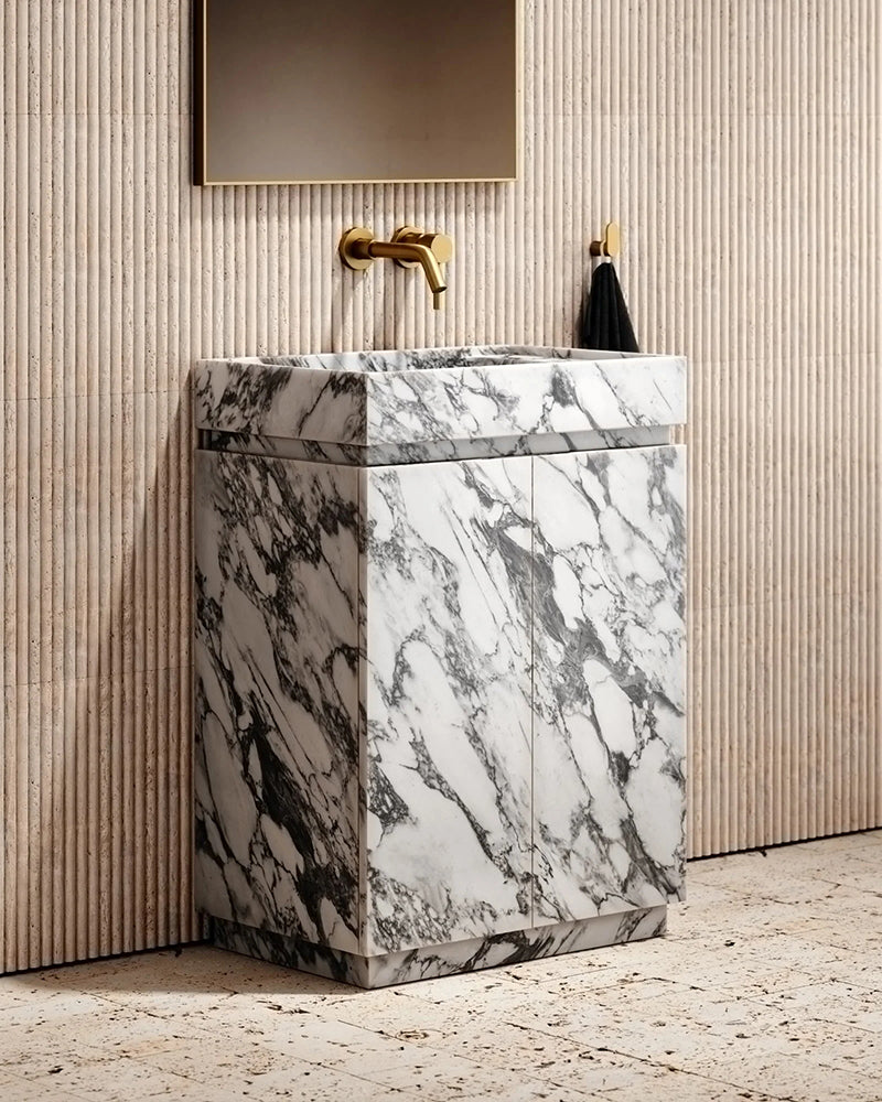 Arabescato Bathroom Vanity With Drawers Free Standing 2