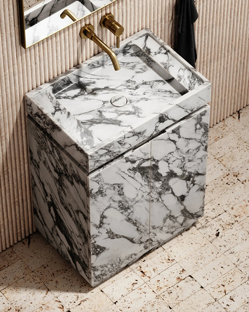Arabescato Bathroom Vanity With Drawers Free Standing 3