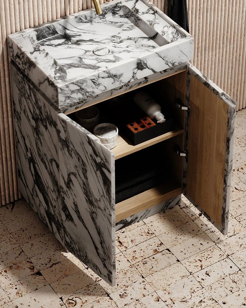 Arabescato Bathroom Vanity With Drawers Free Standing 4