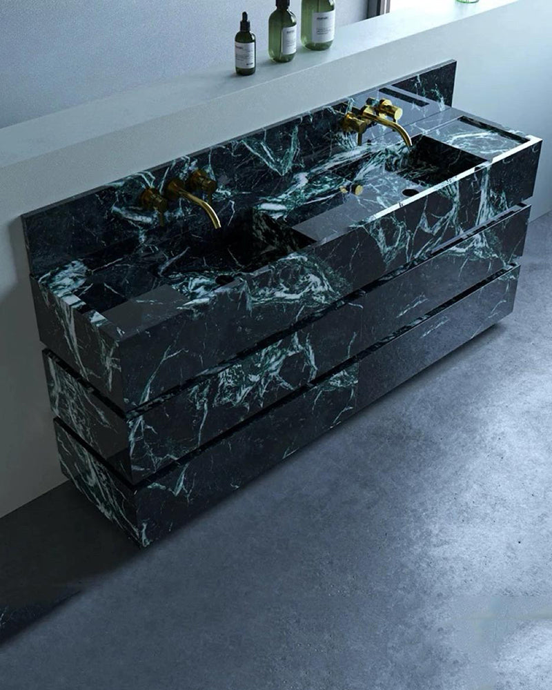 Natural Stone Bathroom Vanity Double Sink Unit With Drawers 4