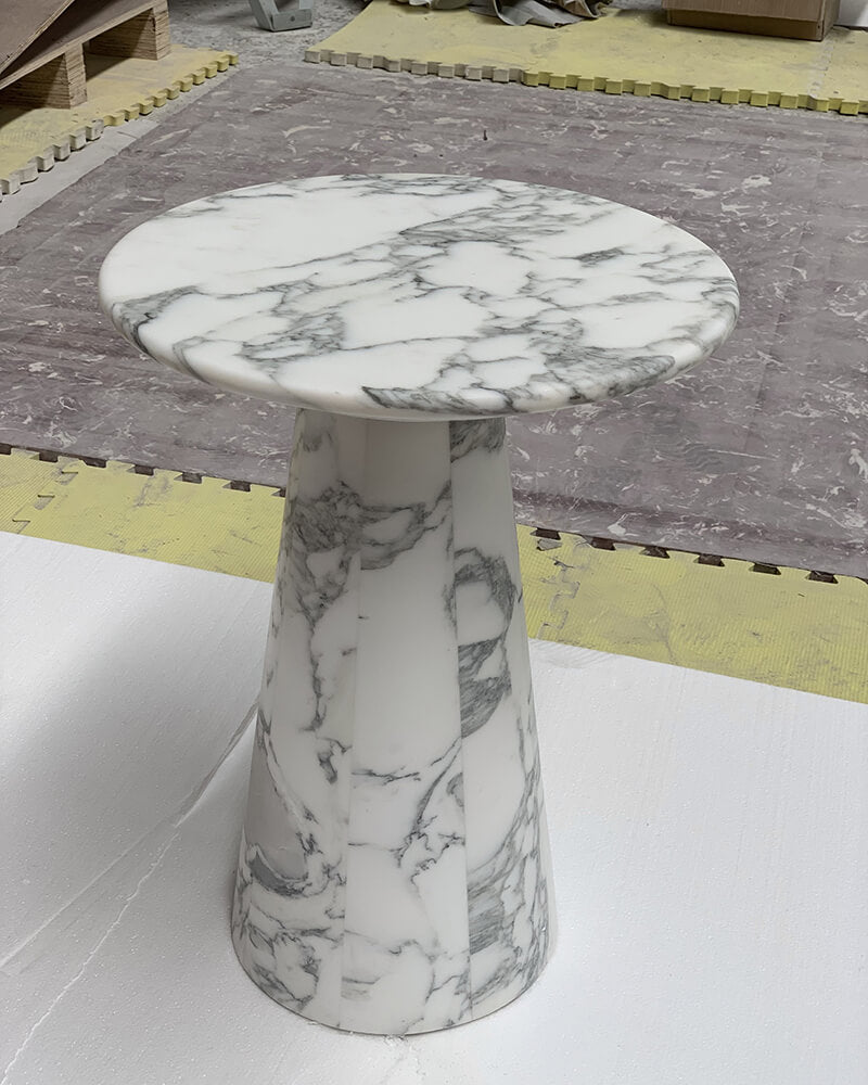 Arabescato Marble Matte Tapered Base Side Table 2