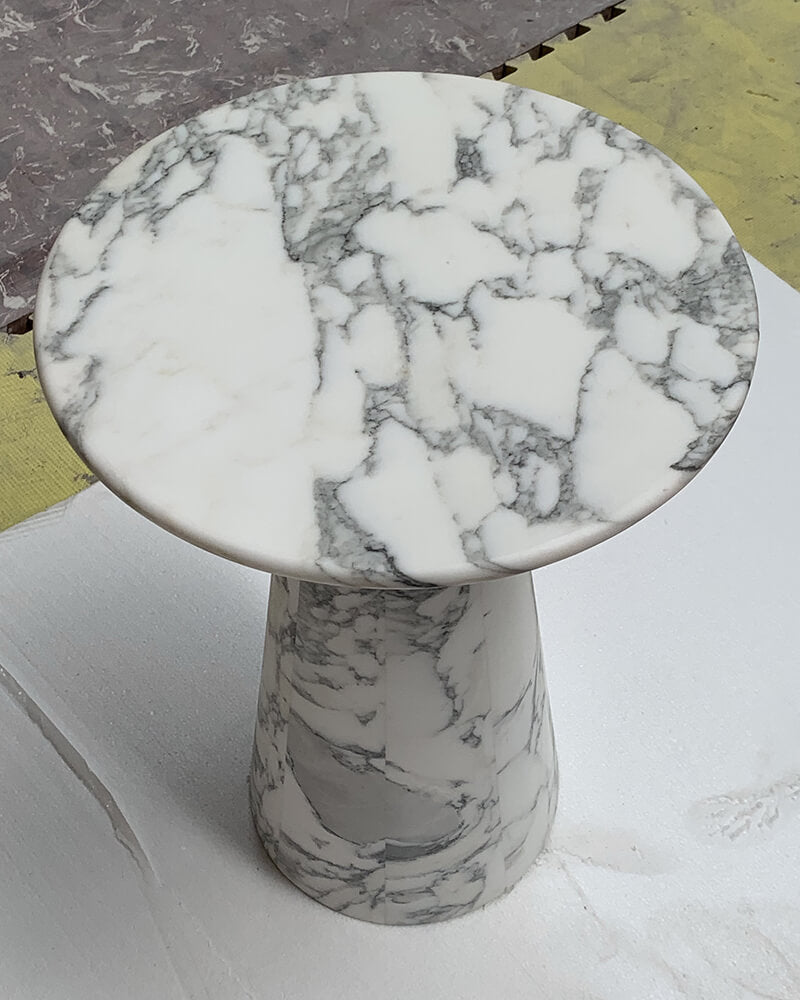 Arabescato Marble Matte Tapered Base Side Table 3