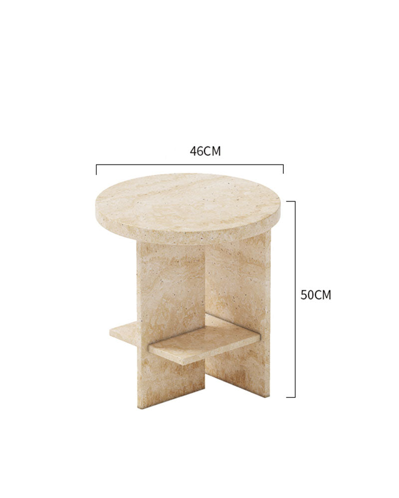 Beige Travertine Side Table Storage Side Table 2