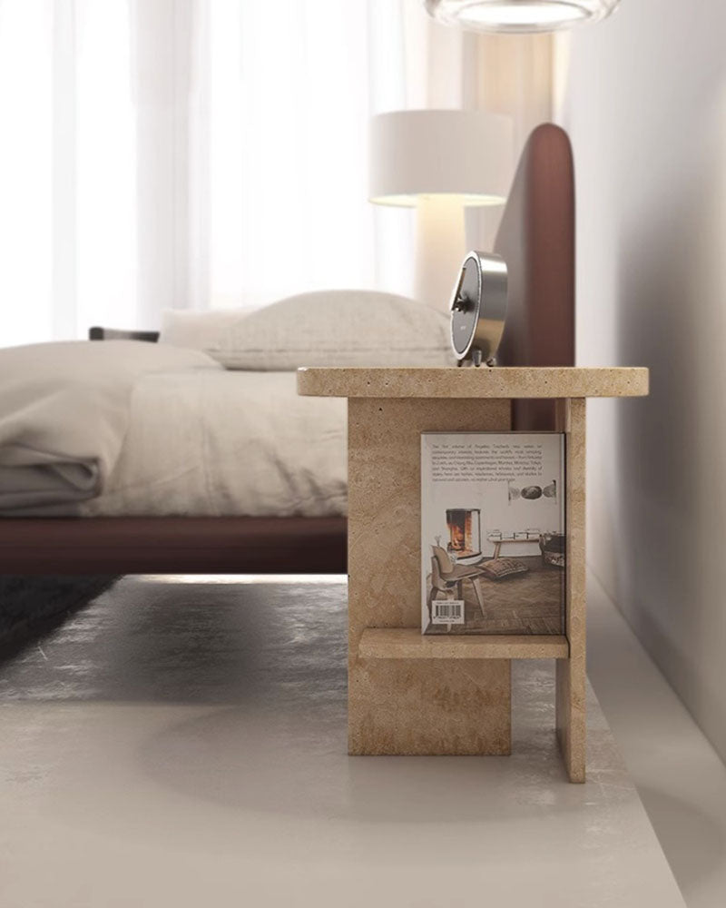 Beige Travertine Side Table Storage Side Table 3