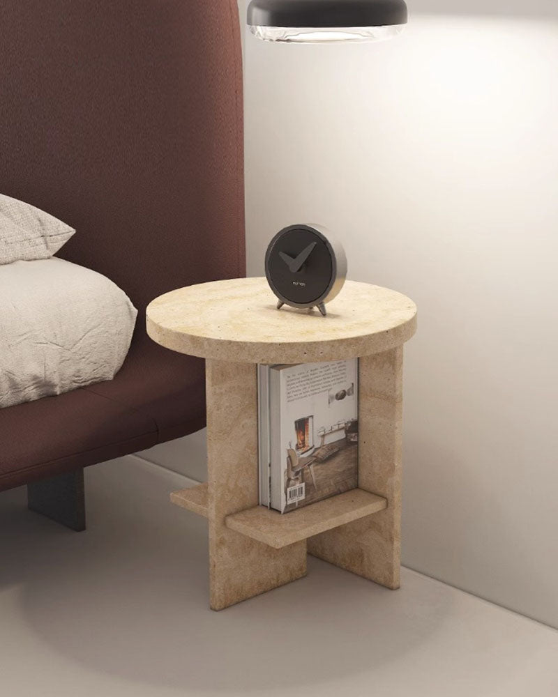 Beige Travertine Side Table Storage Side Table 4