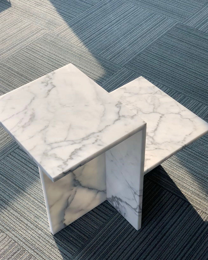 Bianco Statuario Vento Marble Creative Side Table 2