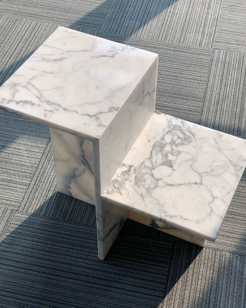 Bianco Statuario Vento Marble Creative Side Table 3