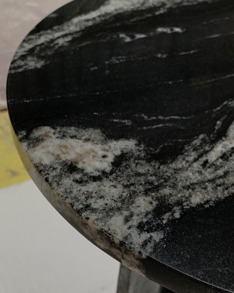 Black Marble Cross Base Round Side Table 4