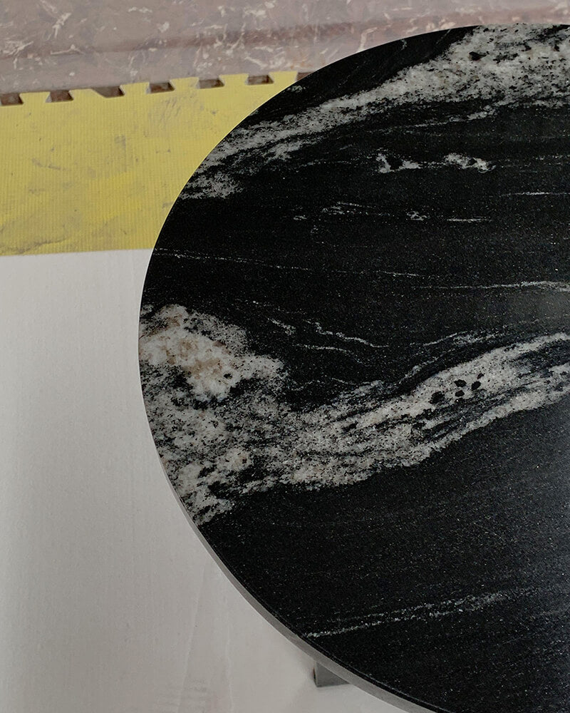 Black Marble Cross Base Round Side Table 5