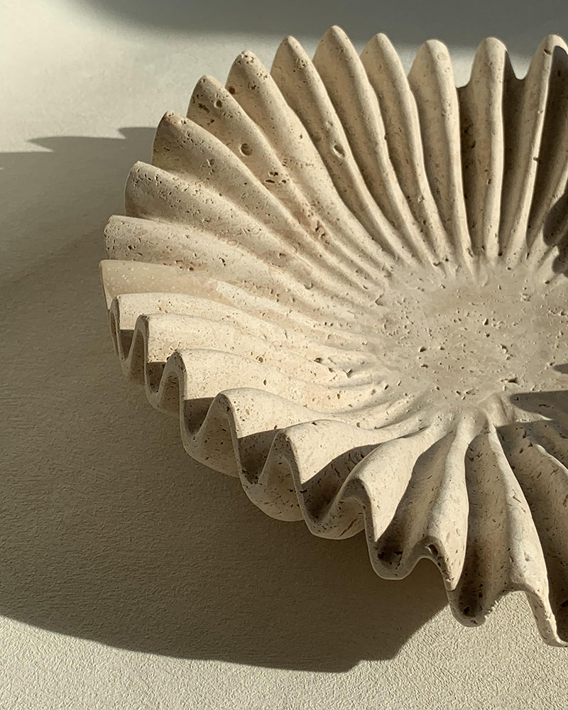 Beige Travertine Wave Bowl 2