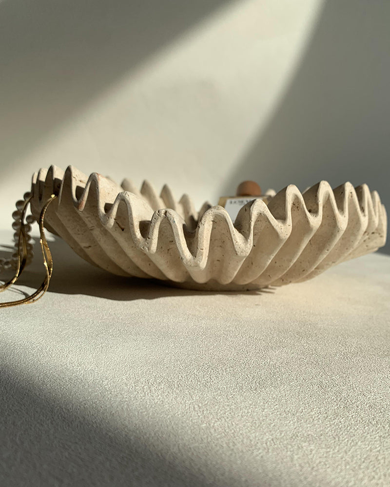 Beige Travertine Wave Bowl 6