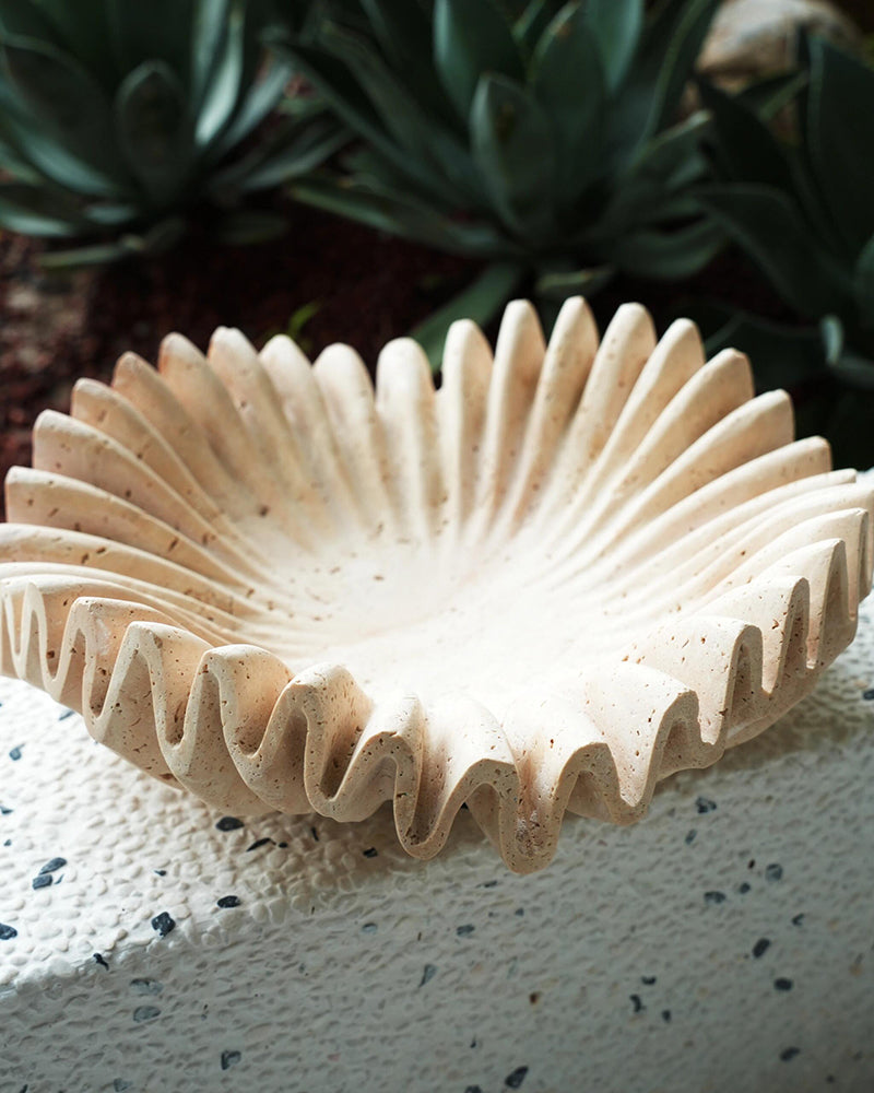 Beige Travertine Wave Bowl 10