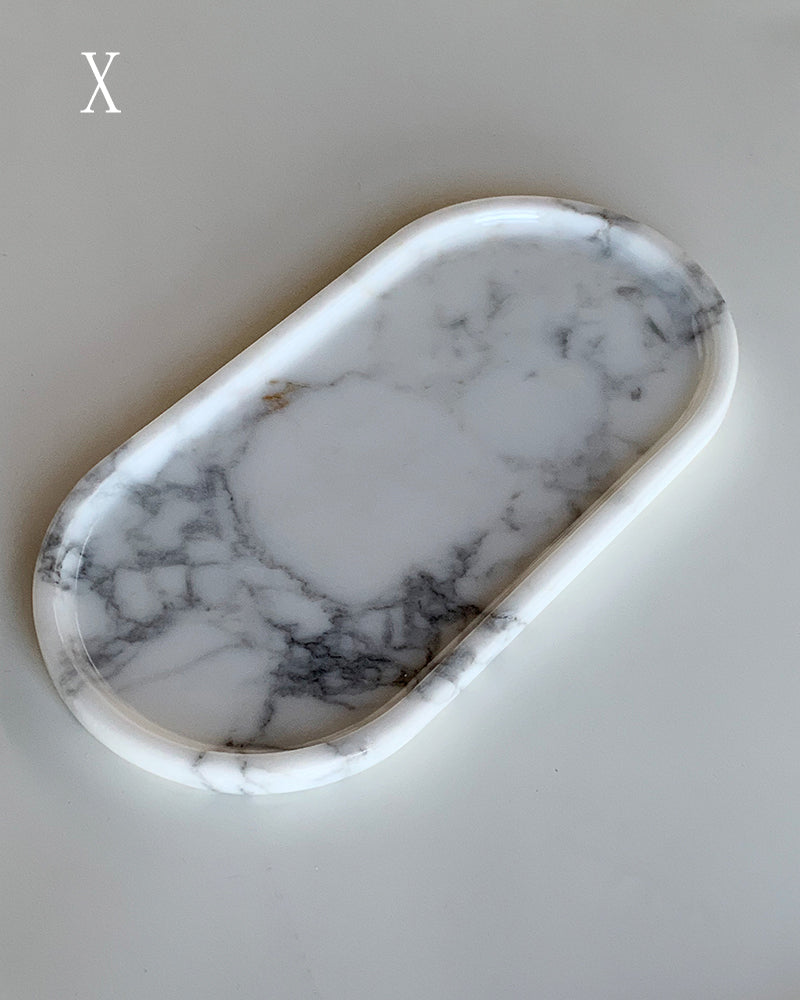 Bianco Statuario Venato Square Round Tray 22