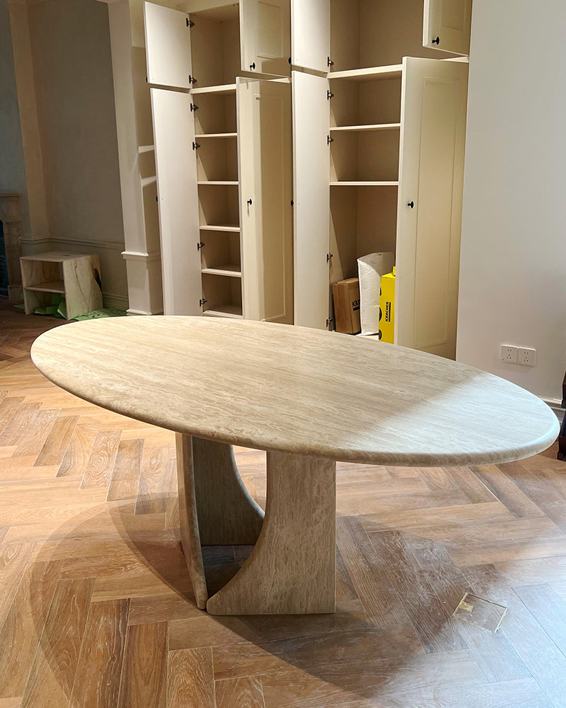 Beige Travertine Creative Dining Table 2