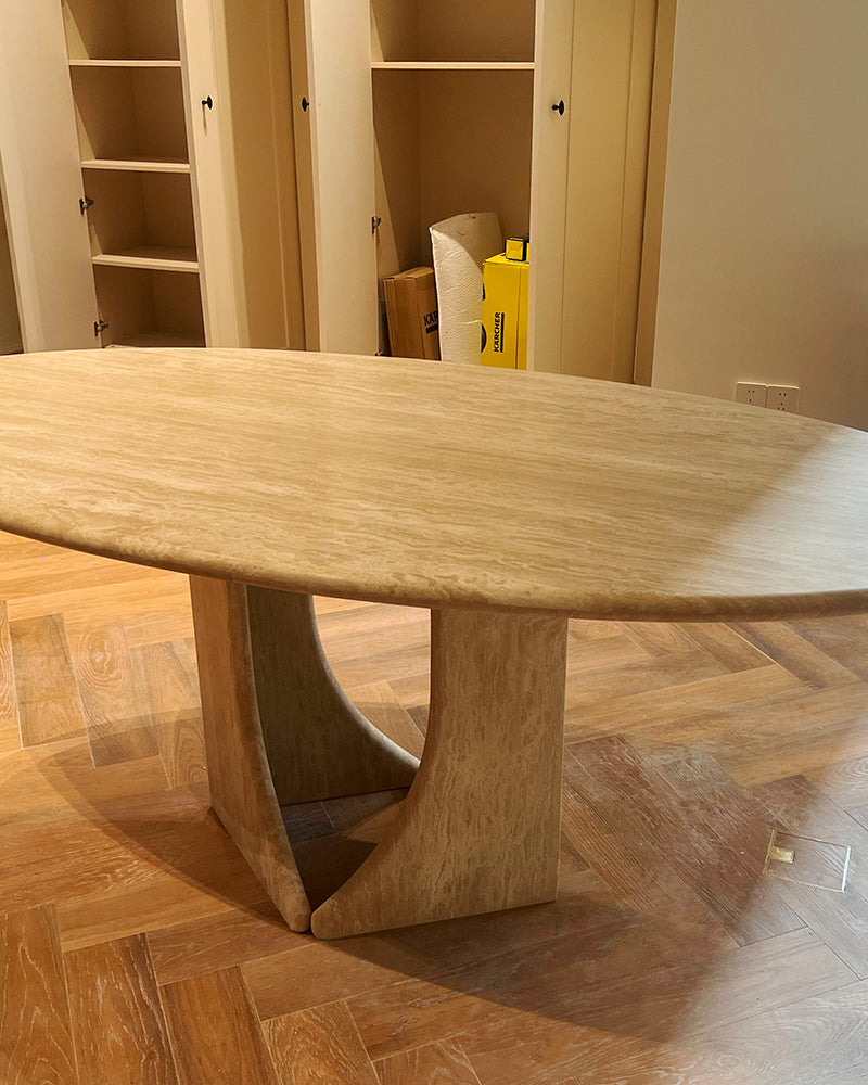 Beige Travertine Creative Dining Table 3