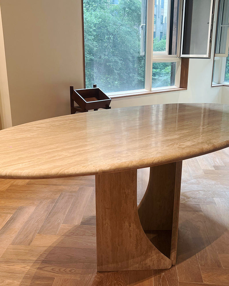 Beige Travertine Creative Dining Table 4