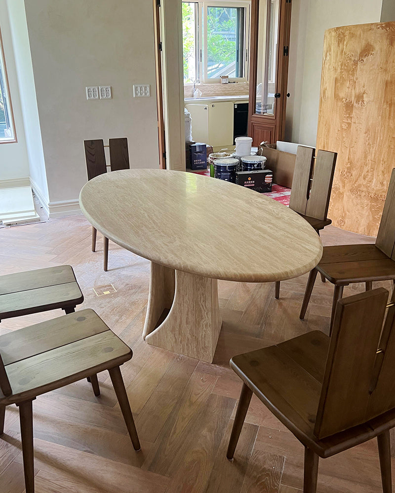 Beige Travertine Creative Dining Table 5