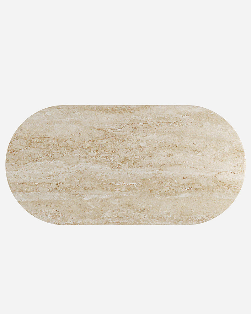 Beige Travertine Dining Table With Petal Base 2