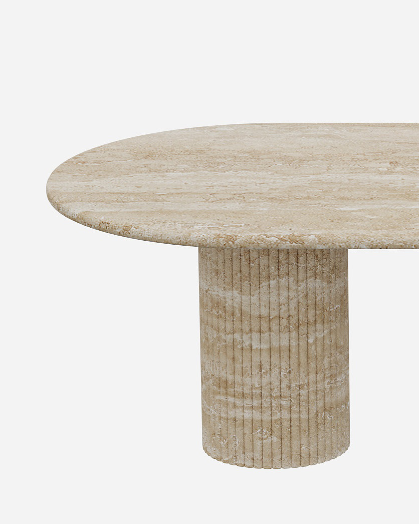 Beige Travertine Dining Table With Petal Base 3
