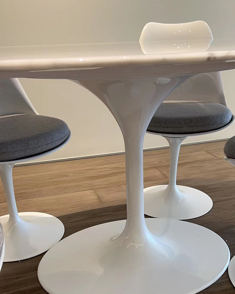 Carrara Marble Tulip Oval Dining Table 3