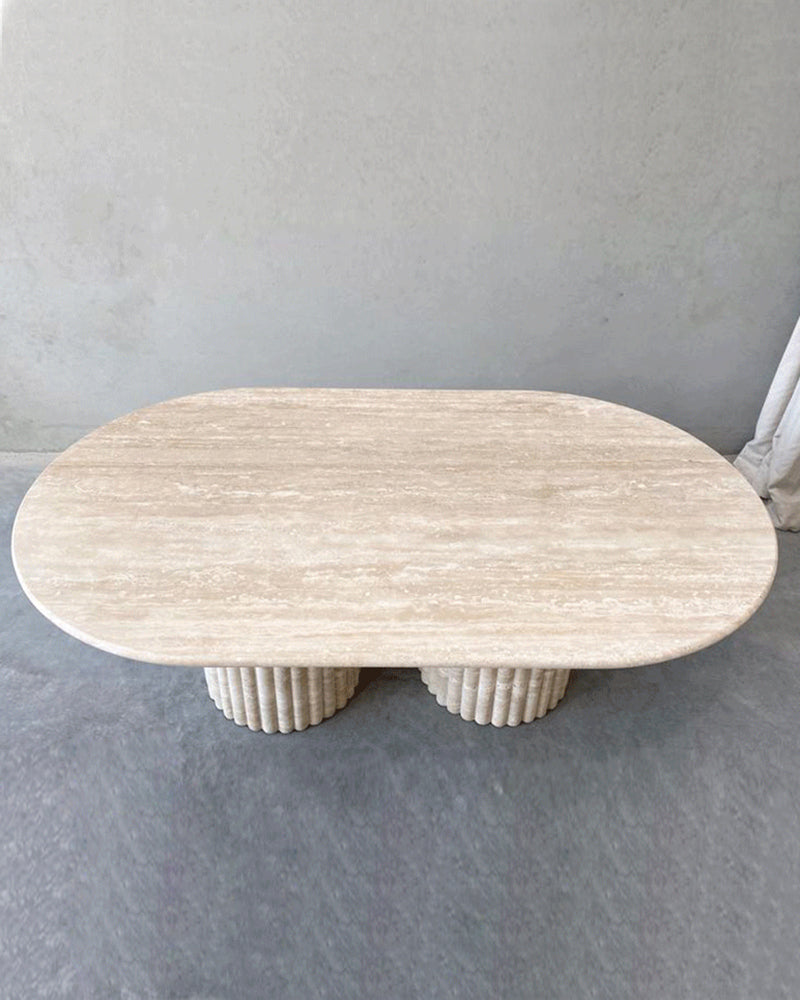 Beige Travertine Coffee Table Fluted Leg Coffee Table Light Travertine 3