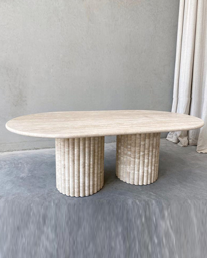 Beige Travertine Coffee Table Fluted Leg Coffee Table Light Travertine 5