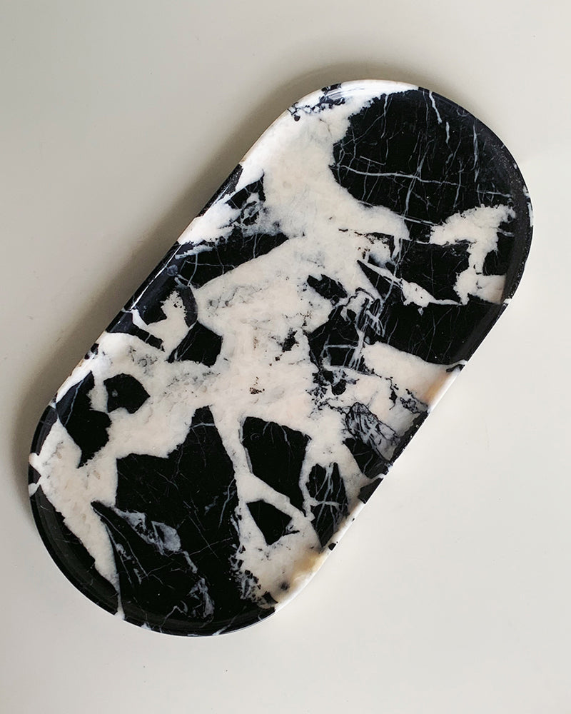 Grand Antique Marble Square Round Tray 2