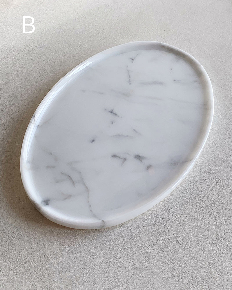 Natural Marble Banico Statuario Venato Matte Oval Tray 2