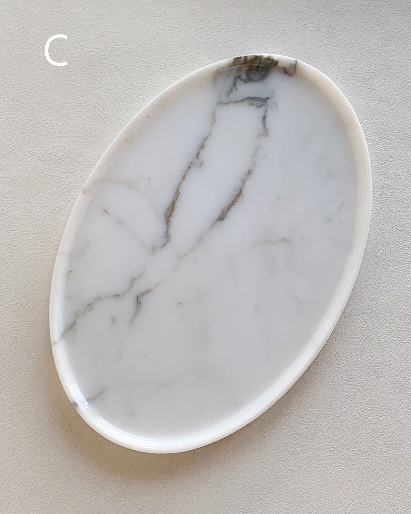 Natural Marble Banico Statuario Venato Matte Oval Tray 3