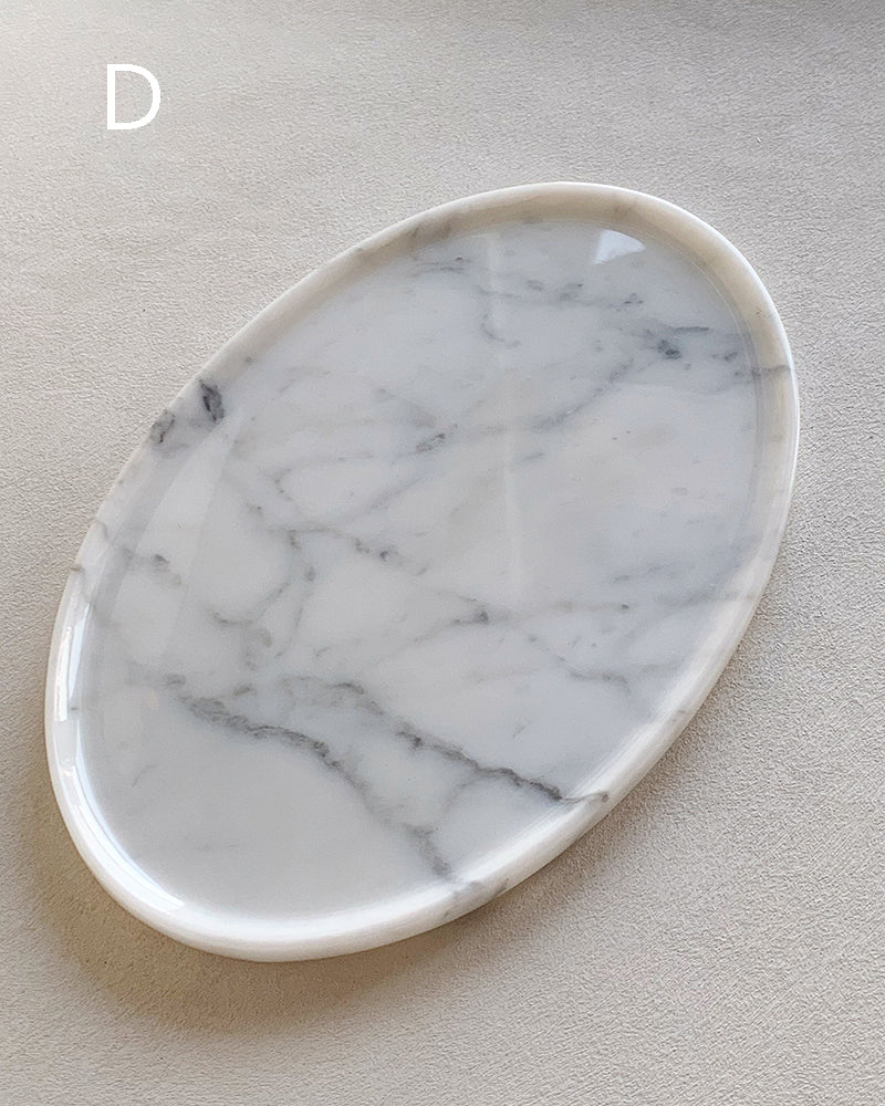 Natural Marble Banico Statuario Venato Matte Oval Tray 4