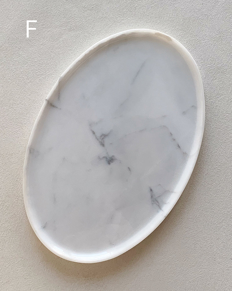 Natural Marble Banico Statuario Venato Matte Oval Tray 6