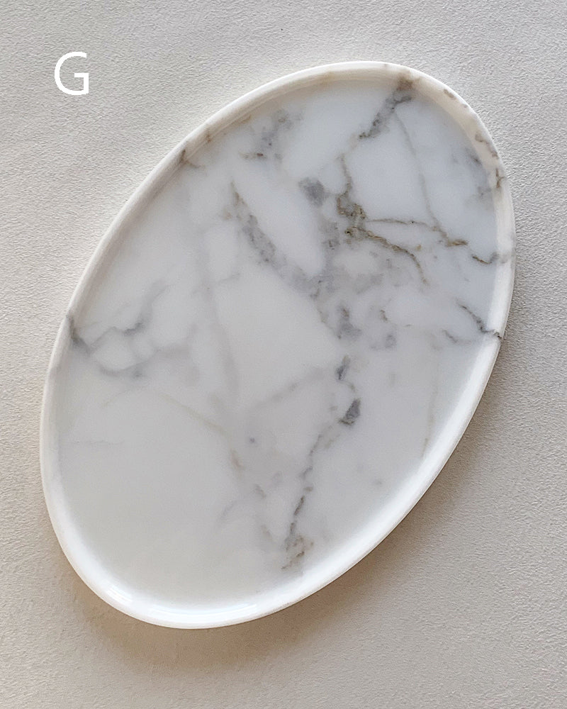 Natural Marble Banico Statuario Venato Matte Oval Tray 7