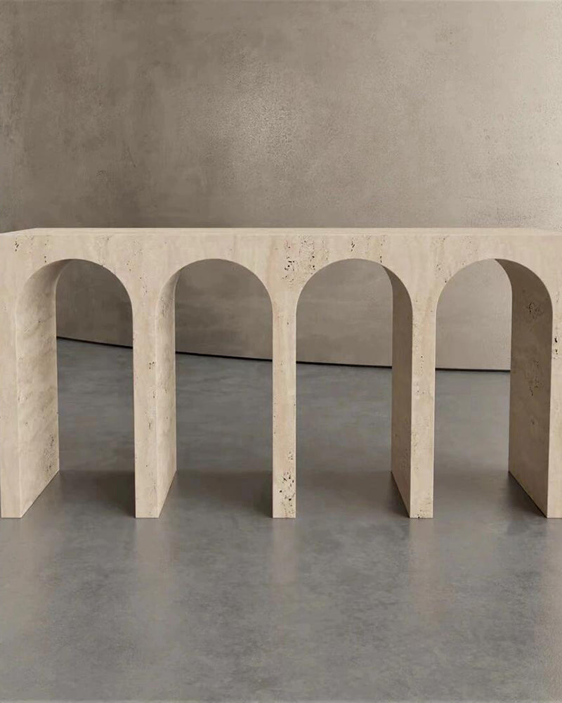 Beige Travertine Arched Console Table 3