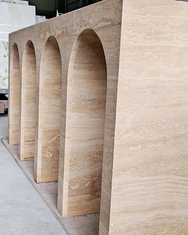 Beige Travertine Arched Console Table 4