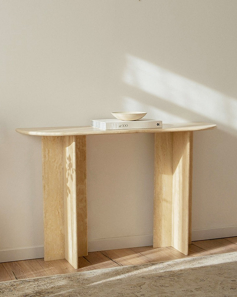 Beige Travertine Simple Console Table 2