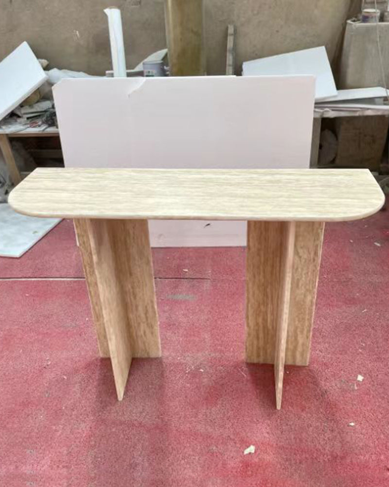 Beige Travertine Simple Console Table 3