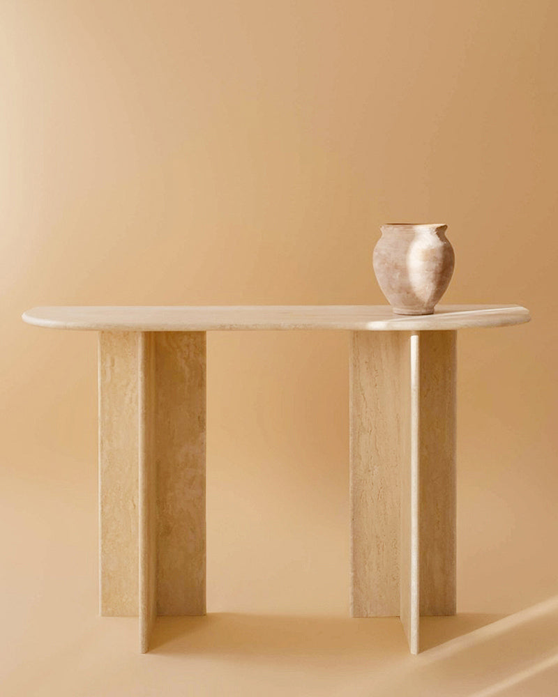 Beige Travertine Simple Console Table 4