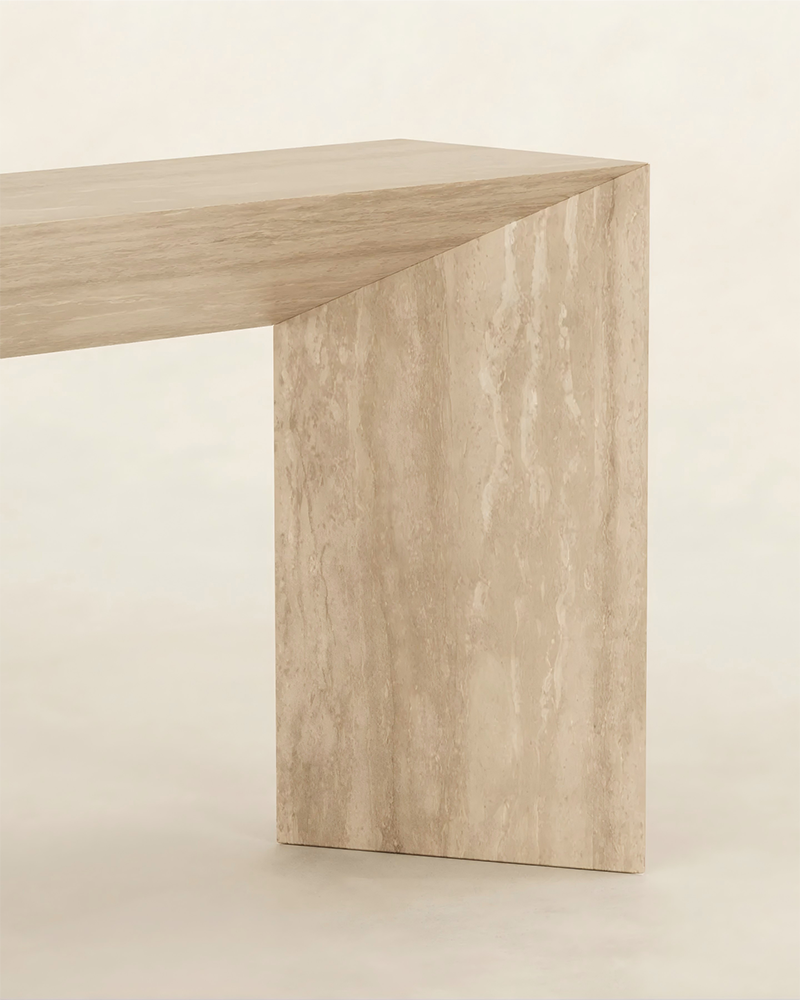 Natural Beige Travertine Simaple Console Table 2