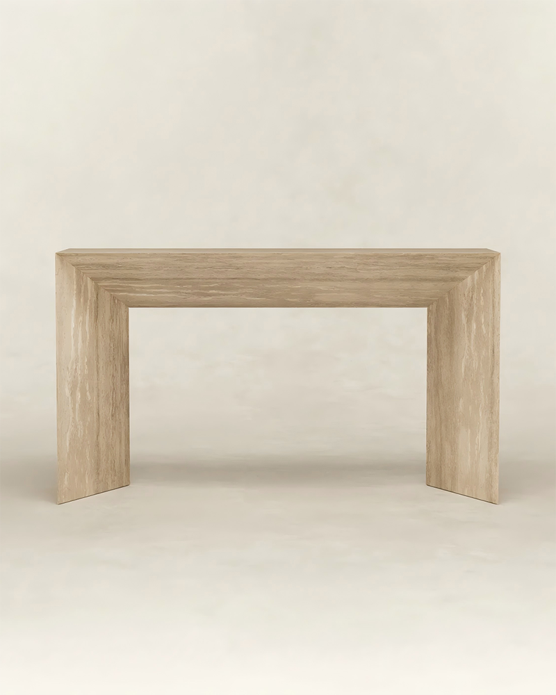 Natural Beige Travertine Simaple Console Table 4