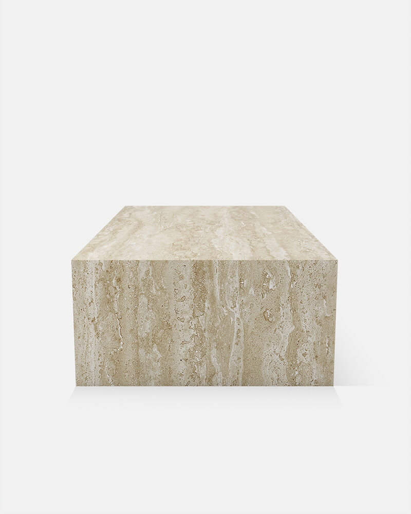 Beige Travertine Marble Rectangle Plinth Coffee Table 4