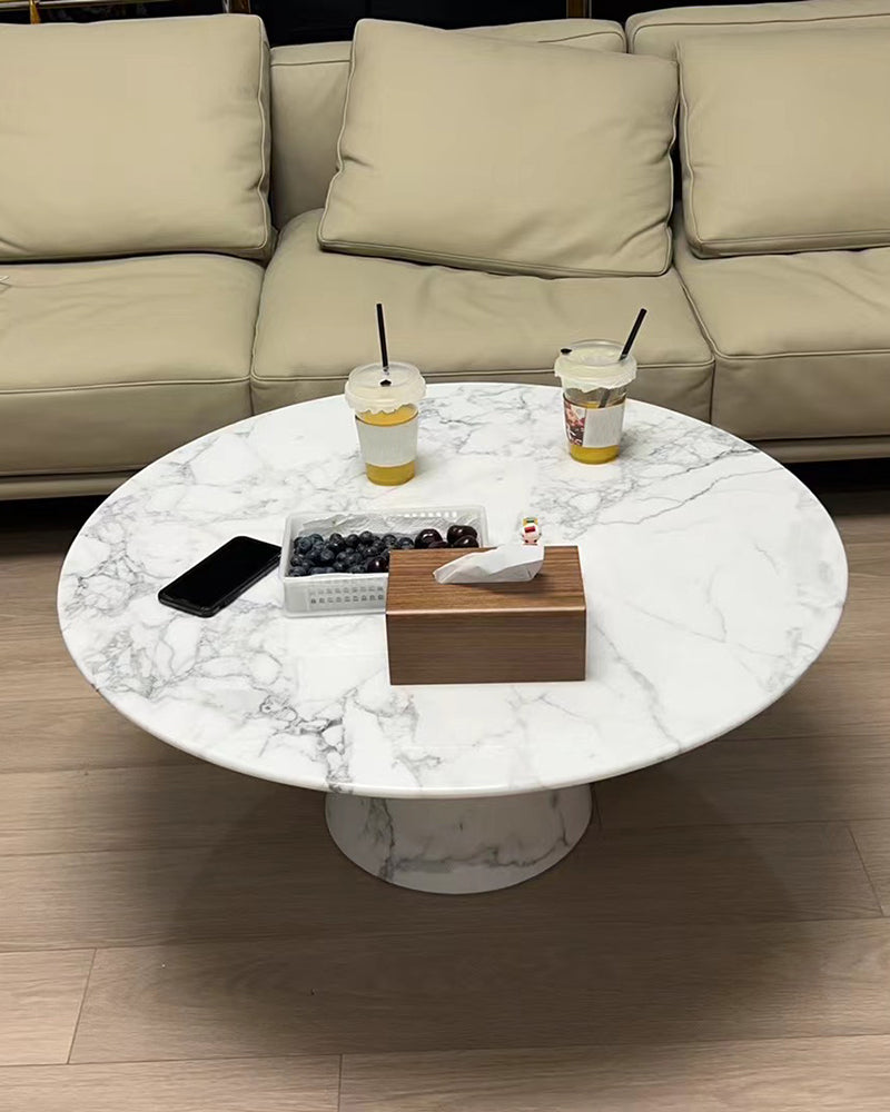 Bianco Statuario Venato Marble Coffee Table Conical Base 2