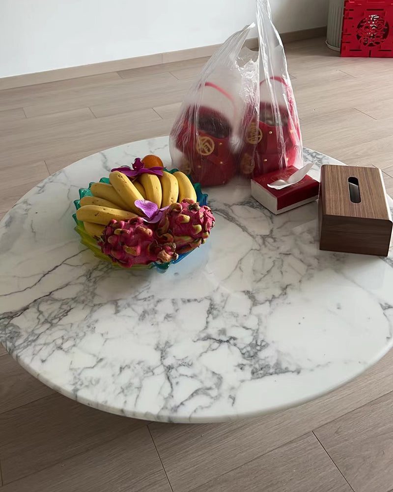 Bianco Statuario Venato Marble Coffee Table Conical Base 3