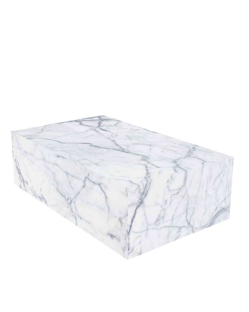 Bianco Statuario Venato Marble Rectangle Plinth Coffee Table 3