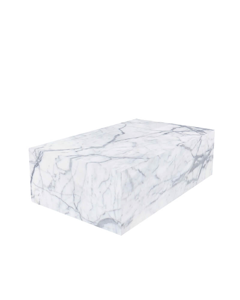 Bianco Statuario Venato Marble Rectangle Plinth Coffee Table 4