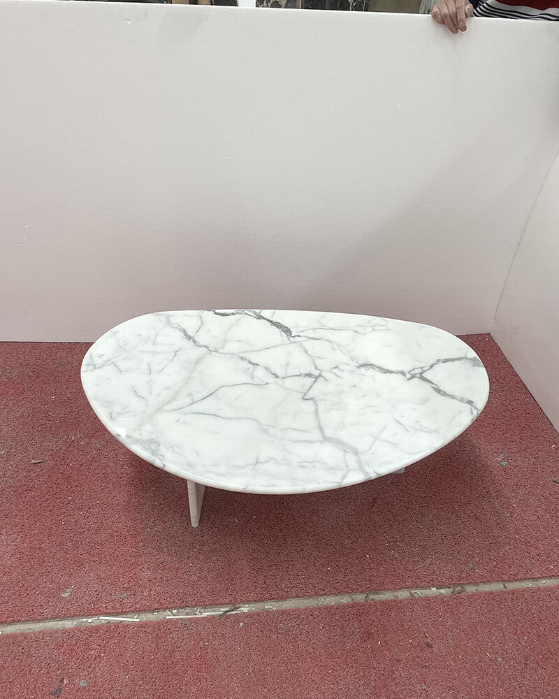 Bianco Statuario Venato Organic Egg Shape Polished Coffee Table 2